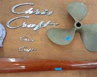 Chris Craft, vintage marine, brass prop, light mast, badging