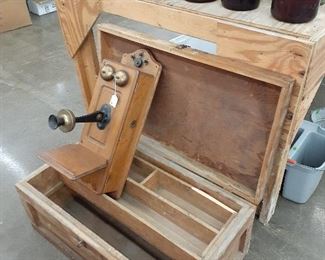 antique wall phone, trunk