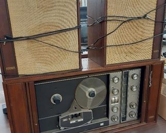 vintage Ampex reel to reel stereo system