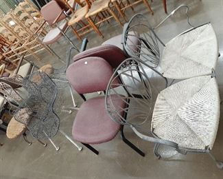 two seat bench, chairs, Woodard