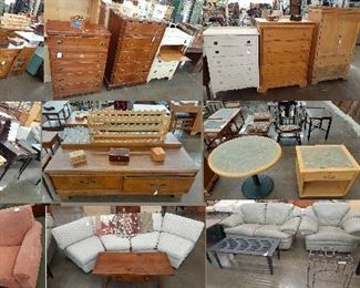 Natuzzi leather, dressers, sofas, marble top table, side tables, bamboo table and chairs