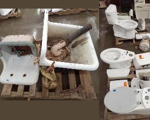 vintage ceramic utility sinks, Elkay, Mansfield, Toto, Kohler, Vitra new toilets, urinal, LG front load washer