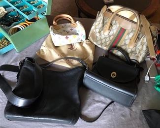 Designer purses - Coach, Gucci and Louie Vuitton 