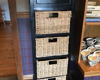 Storage cabinet with wicker drawers