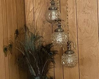 Peacock flowers with vase 
Swag light