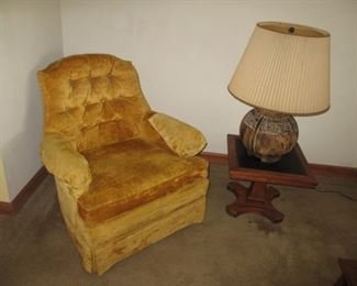 Great vintage accent chair and side table