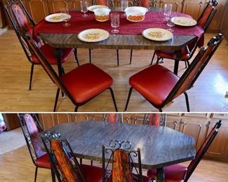 Retro MCM Style Dining Table w/6 Chairs