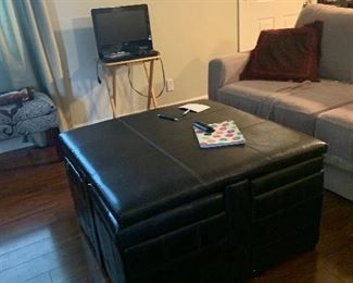 Soft side ottoman with 4 storage cubes/ added seating. 