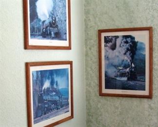 Framed train prints, Locomotive, photographs