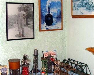 Vintage, train, prints, engineer photo, Lionel, Marx, Model Railroad, Trains, Water Tower,  Illuminated Freight Station, Beacon Tower, Trestle Bridge, Floodlight Tower, Water Tank, Radar, Book