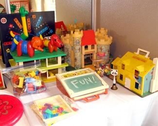 Vintage, Toys, Fisher Price, Playskool, Schoolhouse, Tupperware, Zoo It, Castle, Hotel, School Desk