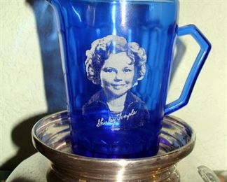 Vintage, Shirley Temple, Cobalt glass, Creamer, Pitcher, Hazel Atlas