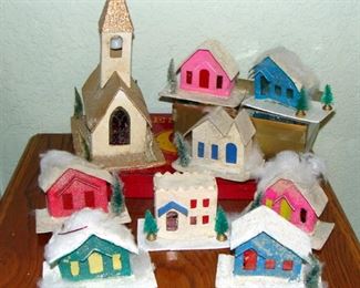 Vintage, Christmas decor, Putz, church, chapel, house, village, Japan