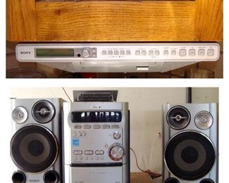 Kitchen stereo,  Sony, LCD TV, Tuner, AM FM, radio, under-counter, magnetic mount, CD player, clock radio, Sony, Micro Hi-Fi, Component system, DSGX, 5 CD, tape player, speakers  