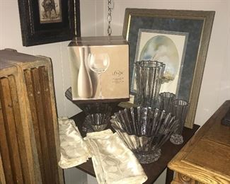 Brand new Lenox wine glasses, Rosenthal Blossom Bowls, vases, tea light candle holder