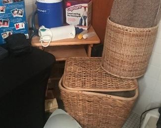 Rattan hamper, trash can  
