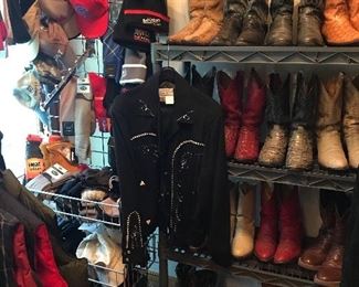Cowboy boots, shoes, hats, gloves, socks