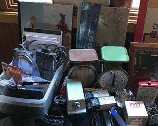 Office supplies, vintage postal scales