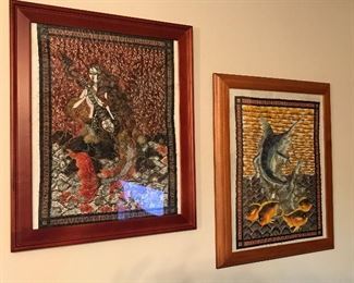 Colorful handmade Mermaid and Sailfish Art