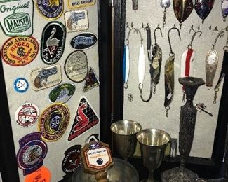 Fishing Lures, gun patches,  sterling silver