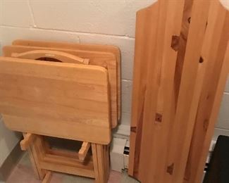 TV tray set, butcher block