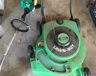 Lawnboy lawnmower, gas weed whip