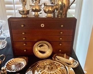 Cutlery Chest & Silver Plate Holloware