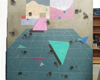 JUDY LEE VOGLAND (PORTLAND): A MONUMENTAL MULTI-MEDIA MODERN ABSTRACT ON CANVAS. 6ft X 8ft.