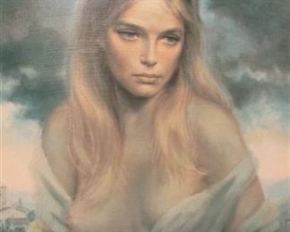 JOSEPH WALLACE KING(1911-1996) PHOTO LITHOGRAPH ON 24X28" MASONITE PANEL. "GIRL OF VALDARO". 1960'S