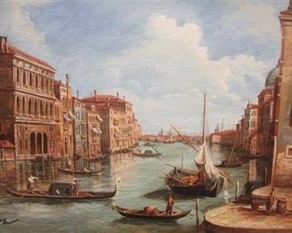 CONTEMPORARY OIL ON CANVAS OF A VENICE CANAL SCENE. 12"x16"