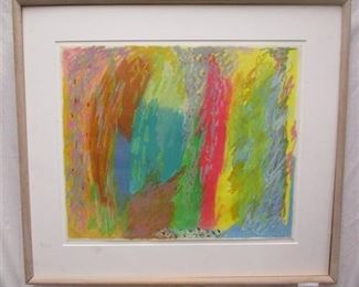 NINA SMITH 1983 ABSTRACT GOUACHE ON PAPER. 16.75" X 13.75". No glass, corner of frame as seen