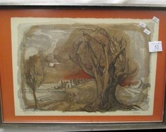 PENCIL SIGNED AND NUMBERED 600/65 COLORED LITHOGRAPH. 12 X 17".