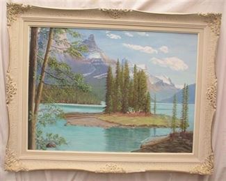LANDSCAPE PAINTING ON 22X30 CANVAS BOARD. SIGNED E.T. WATSON.