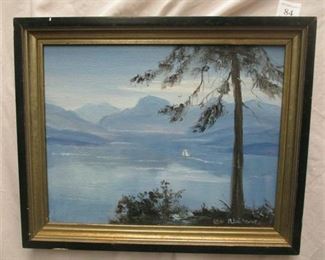Myrtle E. LaChance (1913-2009. WA) landscape painting on canvas titled North to Alaska. 11x14"