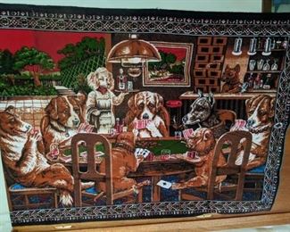 Dogs playing cards tapestry 