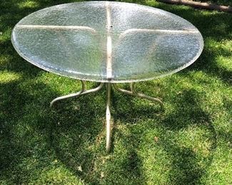 MCM Round Lucite - Acrylic with Gold bottom Patio table 