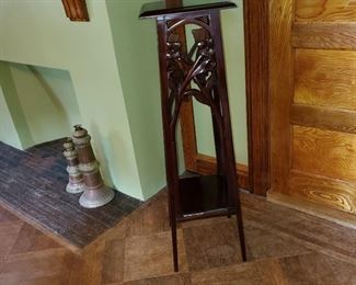 $120 Wood plant stand.  13" H, 13" D, 44.5" H. 