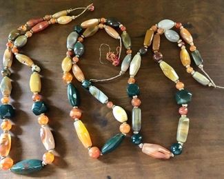 $75 3 necklaces agate stone beads string clasp