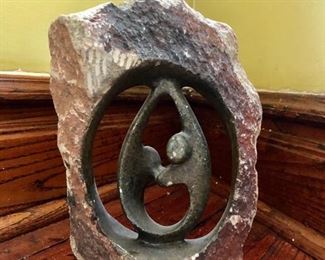 $45  Carved Stone sculpture  AS IS.  7" W, 3" D, 10" H. 