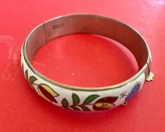 $25 Enamel sterling silver bangle bracelet 