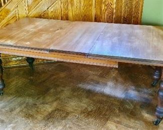 Antique Australian pine table with crank 80"L by 42" W by 30" H