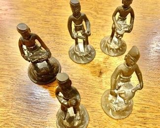 $25 Group of 5 musician statues.  Each approx 1.75" diam, 4" H. 