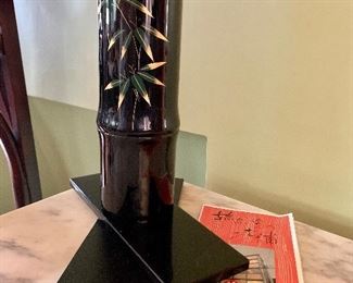 $20 Bamboo vase in original box. 3" diam, 10" H.  