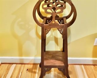 $80  Carved wooden stand  L16.5" by W12 .5" by H 36" 