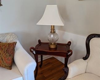 ONE OF TWO CRYSTAL LAMPS