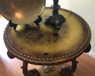 gold mid century round table hollywood regency style $400