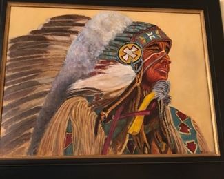 Native American oil painting excellent signed $200.00