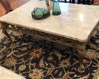 polished limestone top coffee table. $190.00