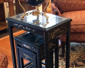 set of carved stone asian nesting tables $200.00