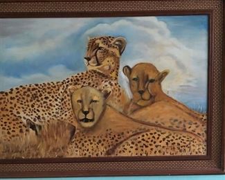 original oil painting of three leopards  $200.00